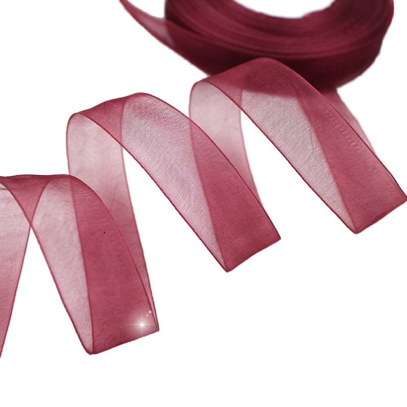 Ribbon Organza Roll - (50 หลา/ม้วน) 3/4'' (20 มม.) ริบบิ้นออร์แกนซ่าสีแดงไวน์