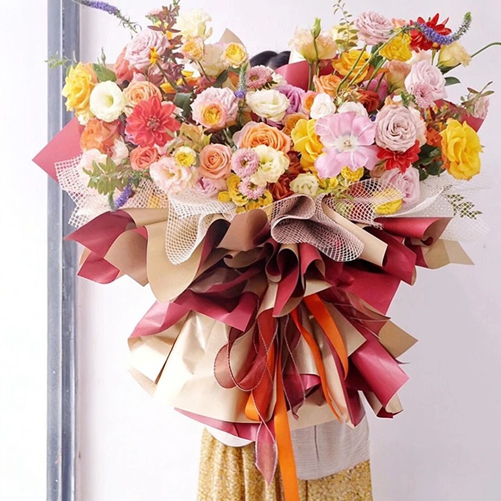Flower Wrap Kraft - กระดาษห่อดอกไม้สด กว้าง 50 ซม. กระดาษห่อดอกไม้แบบเส้นใยแข็ง DIY