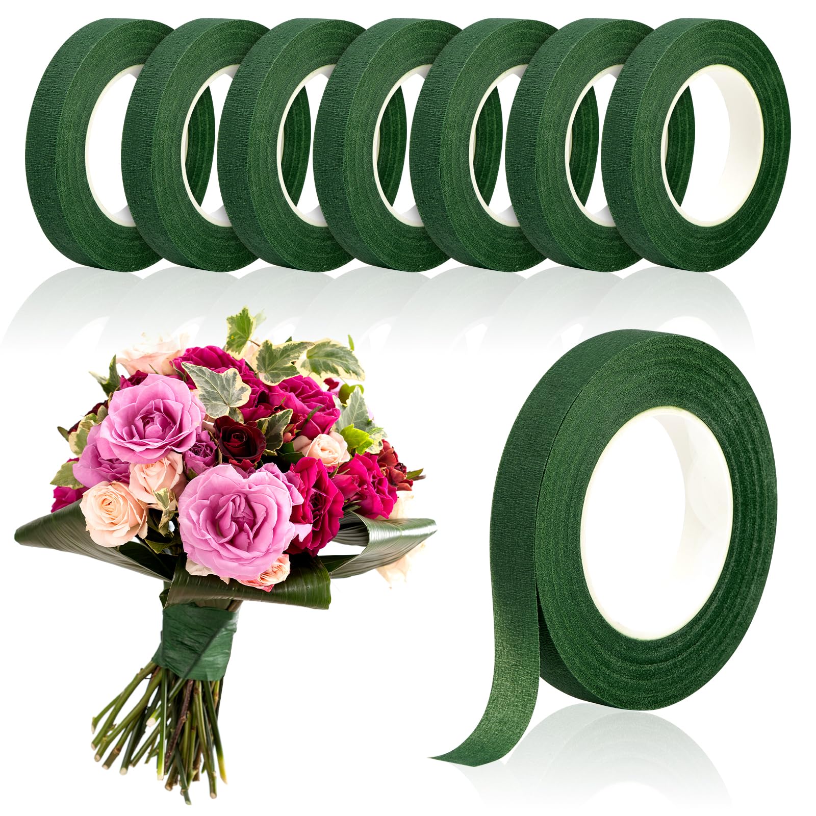 Supply For Florist - 20 หลา เทปดอกไม้สีเขียว เทปกระดาษห่อแบบมีกาวในตัว เทปห่อดอกไม้ DIY