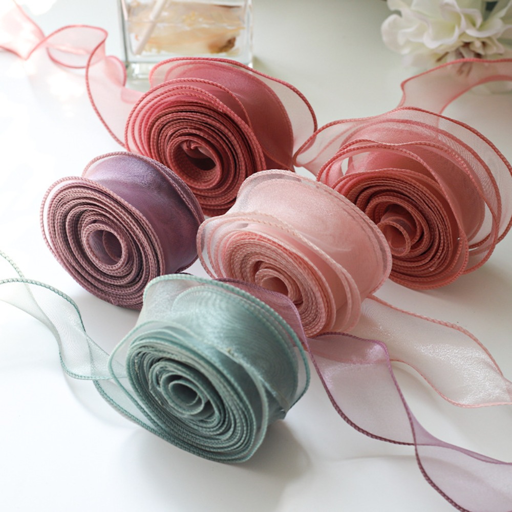 Ribbon Organza Roll - ม้วนริบบิ้นผ้าซาติน40มม. 10หลาช่อดอกไม้ห่อริบบิ้นผ้าโปร่งริบบิ้นตาข่ายผ้าลูกไม้เกาหลี