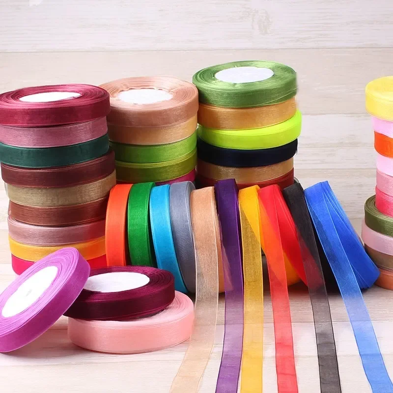 Ribbon Organza Roll - 15 มม. 50 หลา/ม้วน ริบบิ้นออร์แกนซ่า ของขวัญงานแต่งงาน