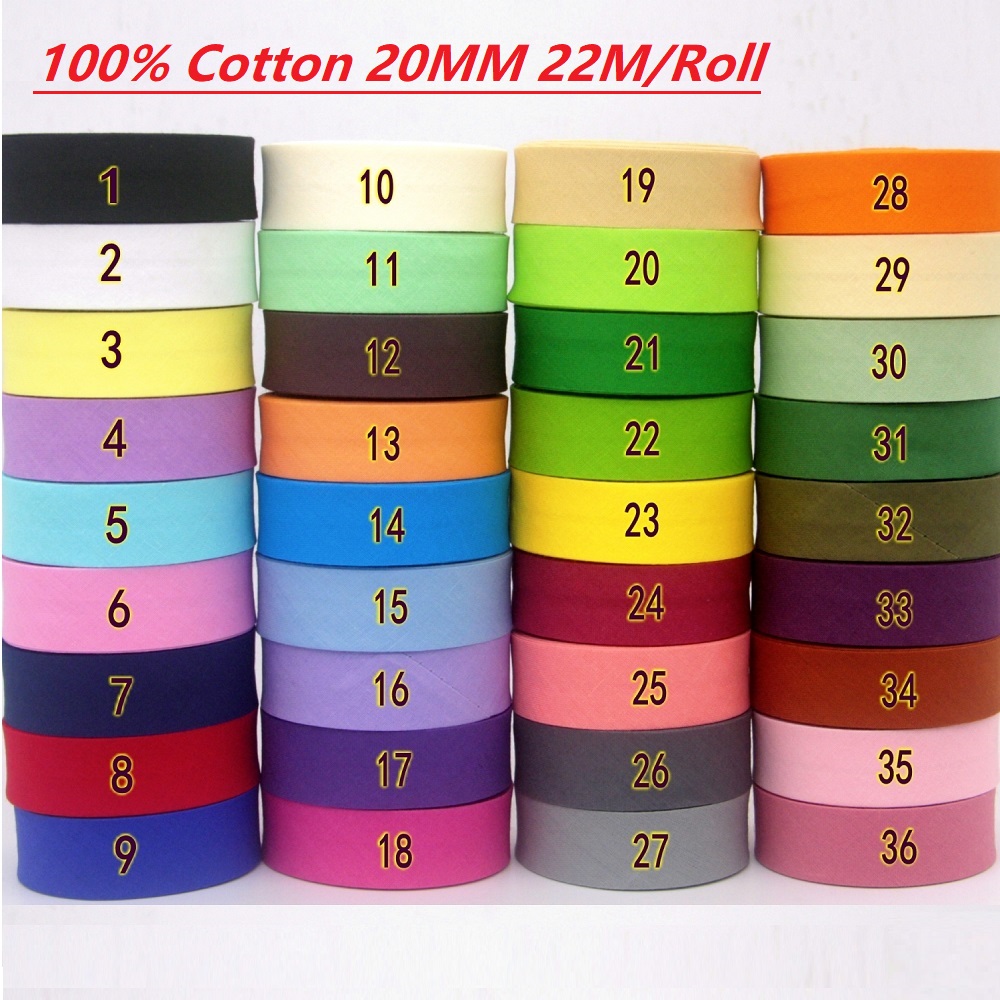 Ribbon Organza Roll - เทปไบแอสผ้าฝ้าย 100% ขนาด 22 เมตร/ม้วน ความกว้าง