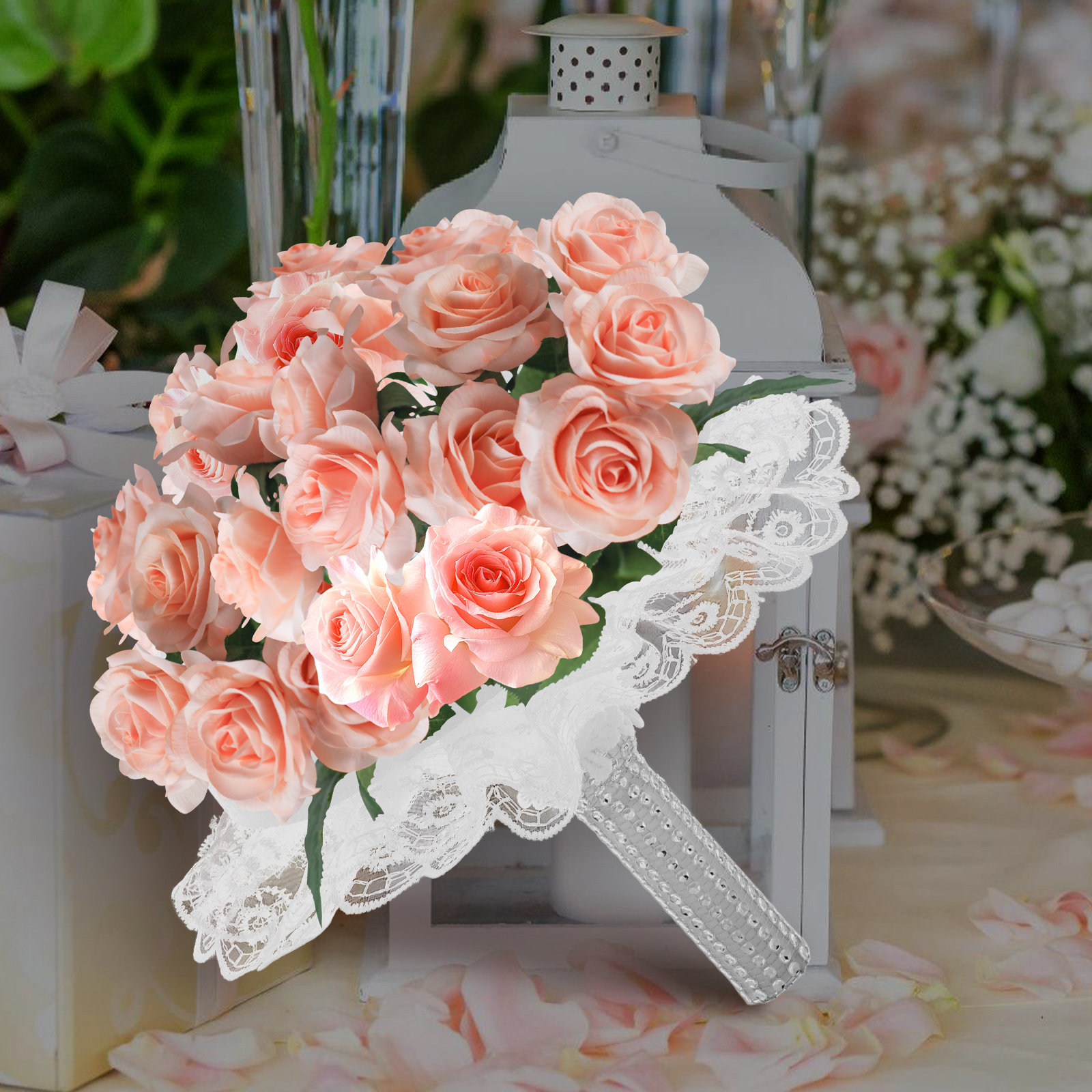 Bouquet Holder Foam - ชุดอุปกรณ์จัดดอกไม้ประดิษฐ์ 1 ชุด พร้อมฐานโฟมรูปครึ่งวงกลม สำหรับงานแต่งงาน จัดดอกไม้แบบมัดมือขนาดเล็ก