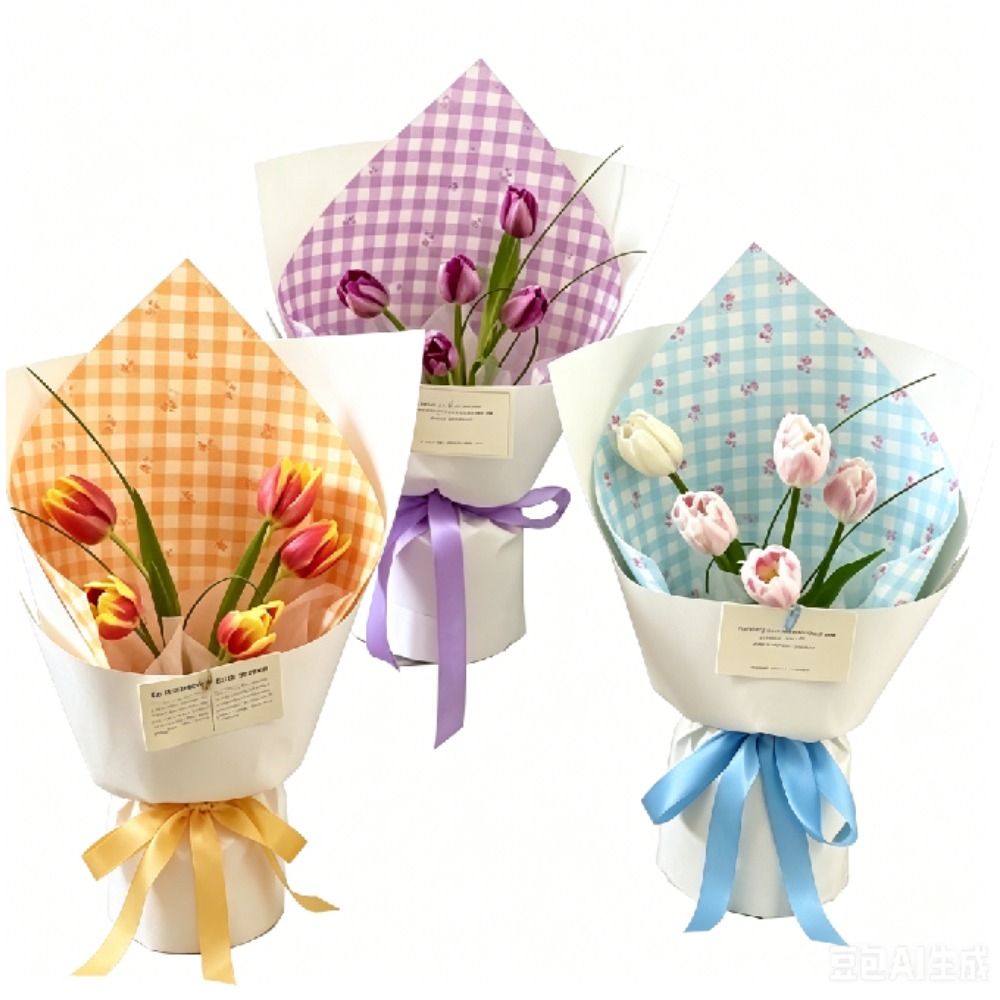 กระดาษห่อดอกไม้ลายตารางกุหลาบส - Flower Wrap Kraft บทวิจารณ์และราคา