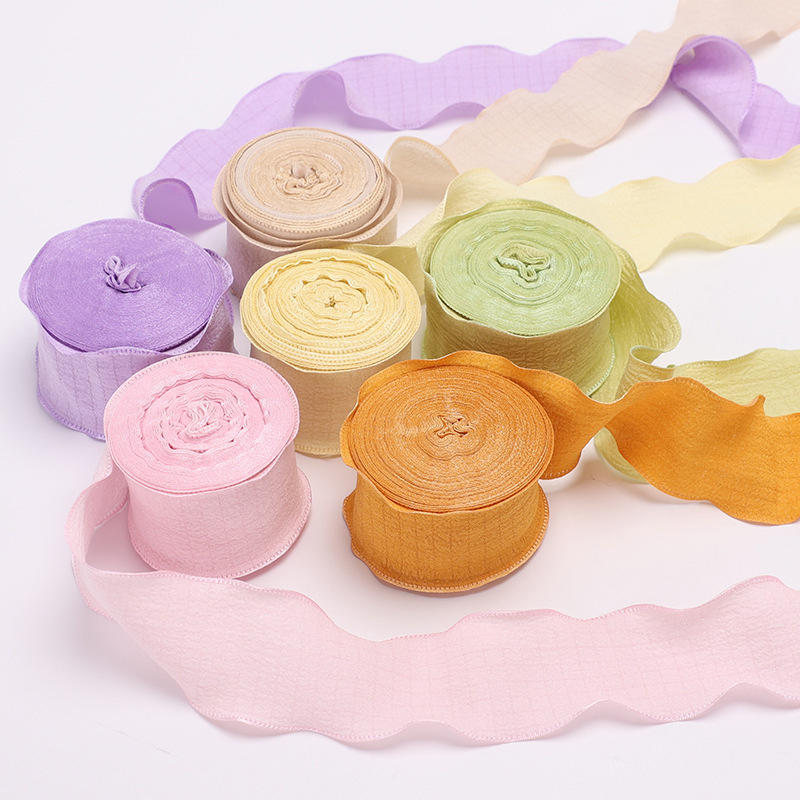4 ซม.9 เมตร/ม้วนย่นขอบลูกไม้ริ - Ribbon Organza Roll บทวิจารณ์และราคา