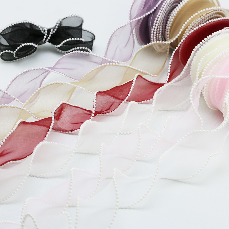 (5 หลา/ม้วน) 4 ซม.ขอบมุกหยัก O - Ribbon Organza Roll บทวิจารณ์และราคา