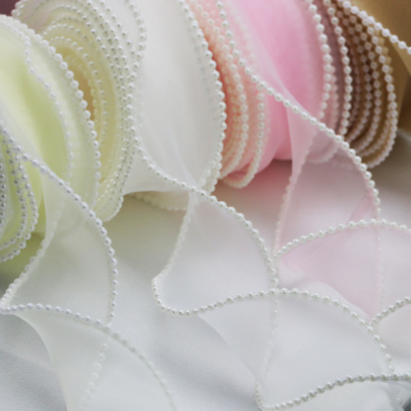 (5 หลา/ม้วน) 4 ซม.ขอบมุกหยัก O - Ribbon Organza Roll บทวิจารณ์และราคา