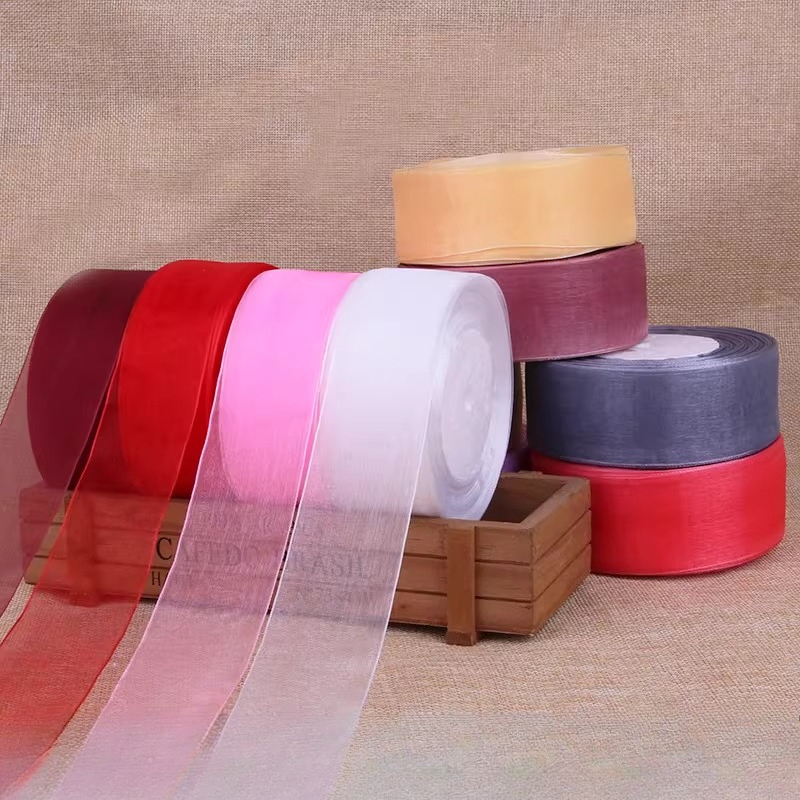 40 มม.สีขาวริบบิ้นออร์แกนซ่า 4 - Ribbon Organza Roll บทวิจารณ์และราคา