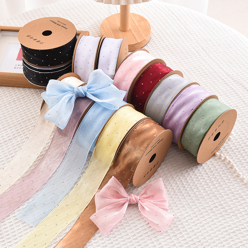 20 หลาม้วน 4 ซม.Rhinestones ริ - Ribbon Organza Roll บทวิจารณ์และราคา