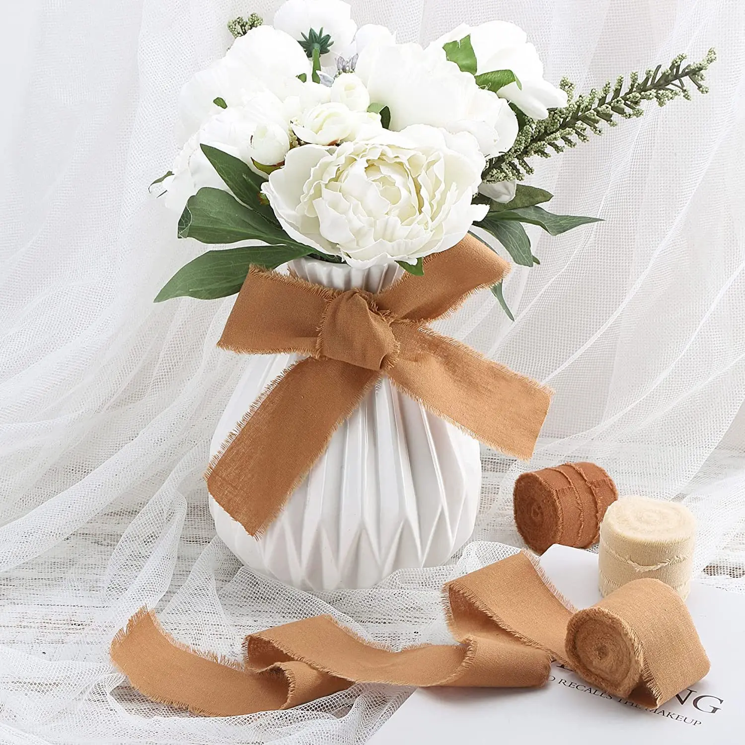 5 M/ม้วน Frayed ผ้าไหมริบบิ้นข - Ribbon Organza Roll บทวิจารณ์และราคา